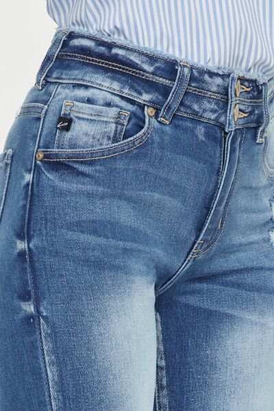 Kancan Distressed Raw Hem High Waist Jeans - The Teal Antler Boutique