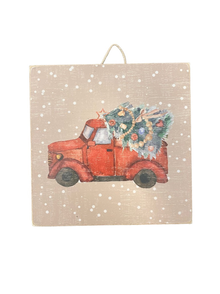 Red Xmas Truck Sign - The Teal Antler Boutique