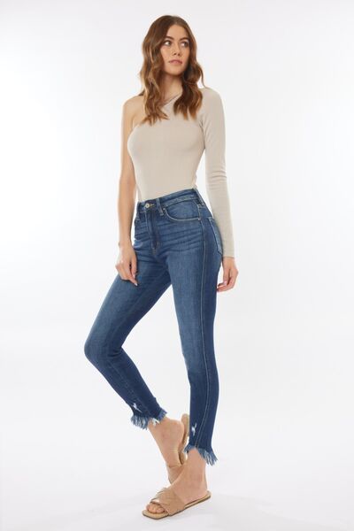 Kancan Raw Hem High Waist Cropped Jeans - The Teal Antler Boutique