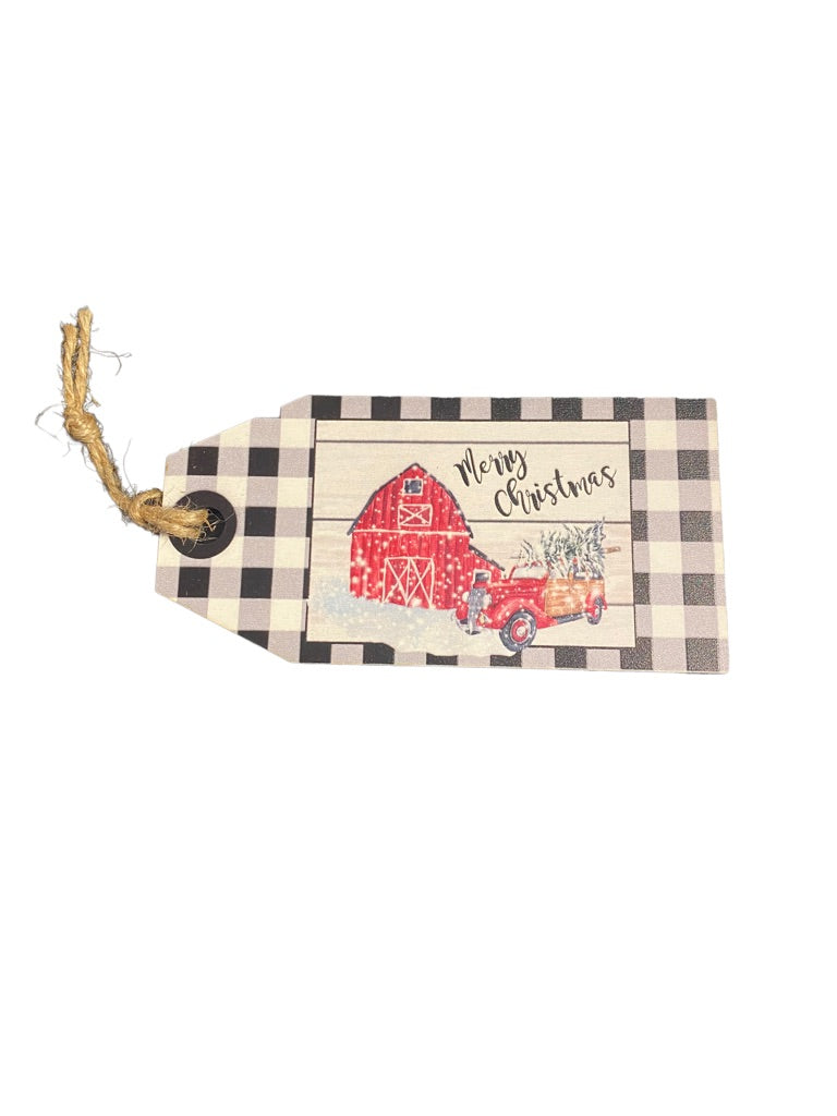 Plaid Truck Ornament Tag - The Teal Antler Boutique
