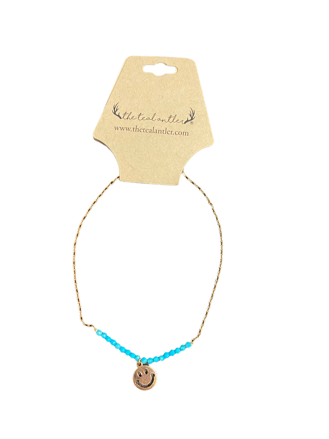 Gold Smile Charm Bead Anklet - The Teal Antler Boutique