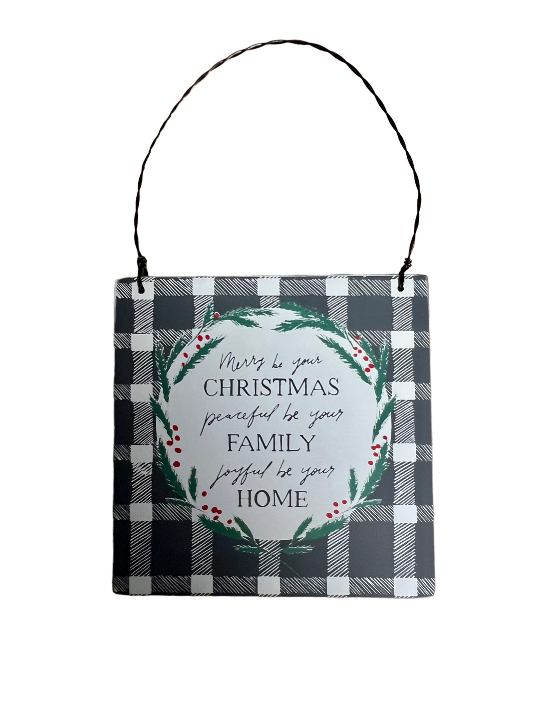 Checkered Wreath Ornament - The Teal Antler Boutique