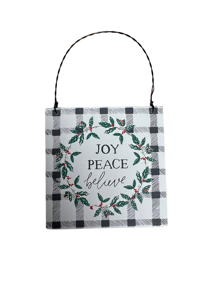 Checkered Wreath Ornament - The Teal Antler Boutique