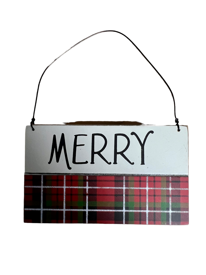 Plaid Sign Ornament - The Teal Antler Boutique