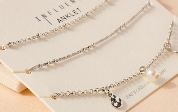 Brass Metal Disc Pearl Charms Anklet Set - The Teal Antler™