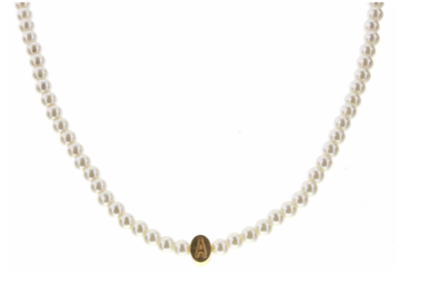 JM Kids Pearl Necklace w/ Gold Initial - The Teal Antler™