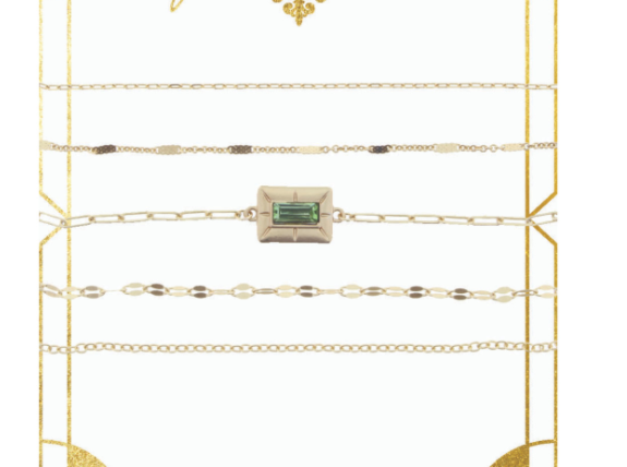 August- Peridot Stone Encased in Gold Plate 5 Layer Bracelet - The Teal Antler™