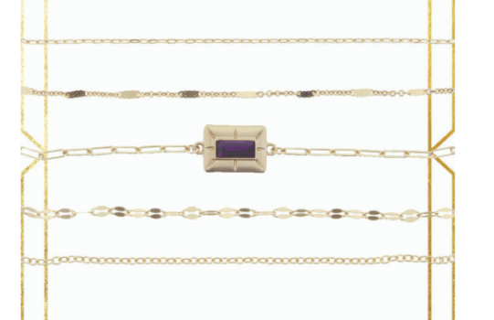 February - Amethyst Stone Encased in Gold Plate 5 Layer Bracelet - The Teal Antler™