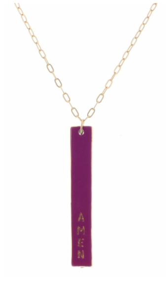 Amen Purple Double Sided Bar w/ Cross Necklace - The Teal Antler™