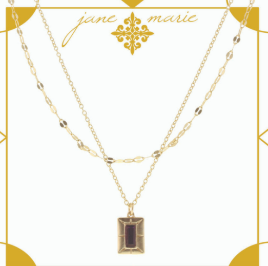 February - Amethyst Stone Encased in Gold Plate 5 Layer Necklace - The Teal Antler™