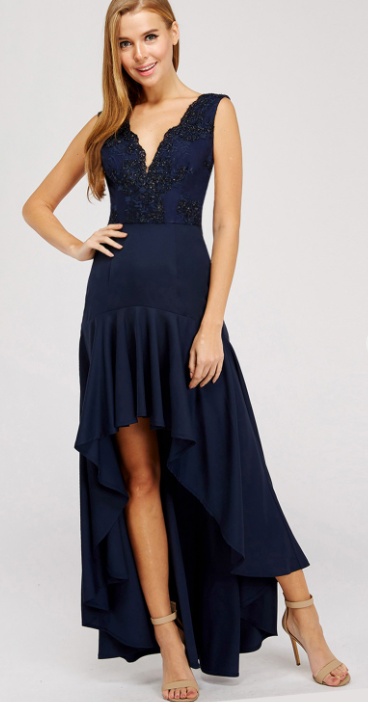 Navy High-Low Maxi Dress - The Teal Antler Boutique