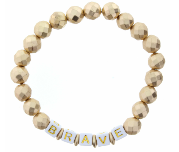 BRAVE Gold Beaded Stretch Bracelet - The Teal Antler Boutique