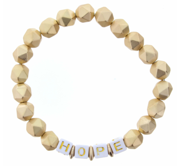 HOPE Gold Beaded Stretch Bracelet - The Teal Antler Boutique