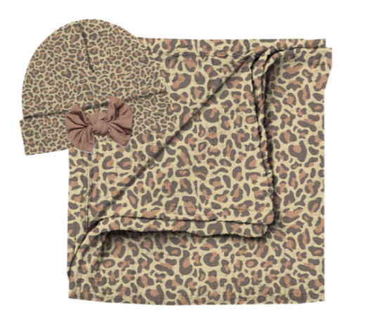 Leopard Swaddle & Beanie Set - The Teal Antler Boutique