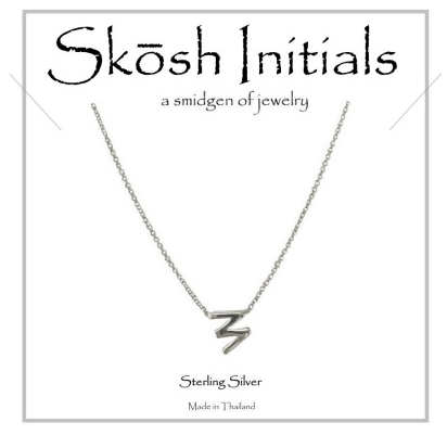 Skosh Sideways Initial Necklace-Silver - The Teal Antler Boutique