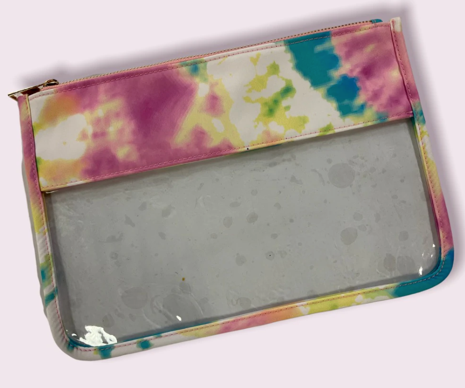 Tie Dye Clear Varsity Pouch - The Teal Antler Boutique