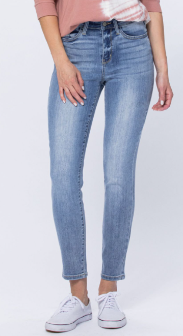 High Rise Lt Bleach Wash Relaxed Fit Jeans - The Teal Antler Boutique