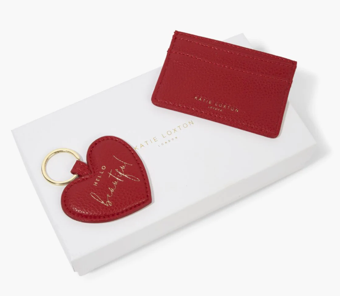 Heart Keyring & Card Holder Set - Red - The Teal Antler Boutique