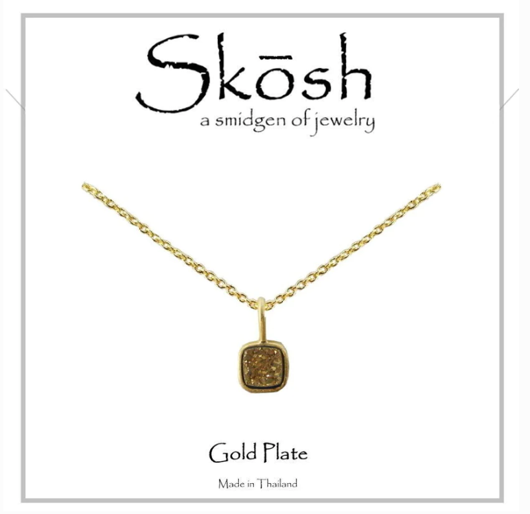 Skosh Square Druzy Gold Necklace - The Teal Antler Boutique