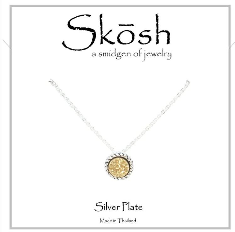 Skosh Antique Silver Round Druzy Necklace - The Teal Antler Boutique