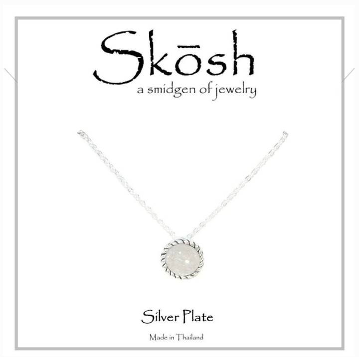 Skosh Antique Silver Round Druzy Necklace - The Teal Antler Boutique