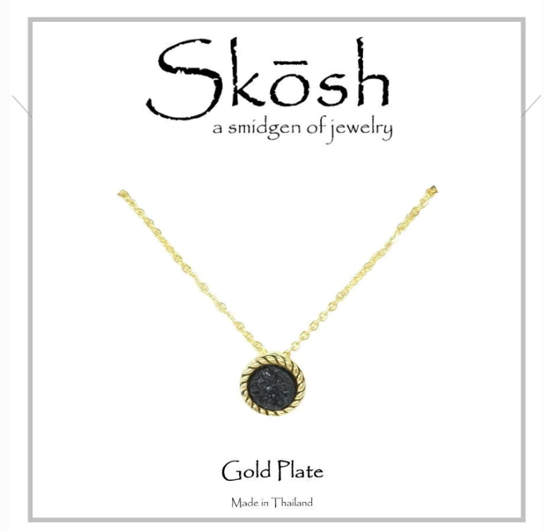 Skosh Antique Gold Round Druzy Necklace - The Teal Antler Boutique