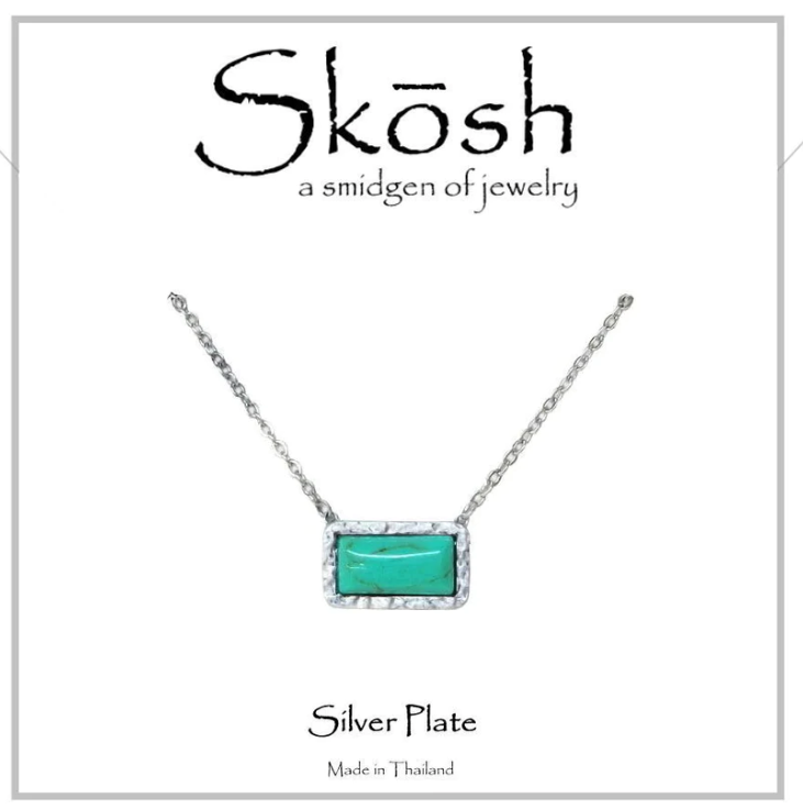 Skosh Satin Silver Green Turquoise Necklace - The Teal Antler Boutique