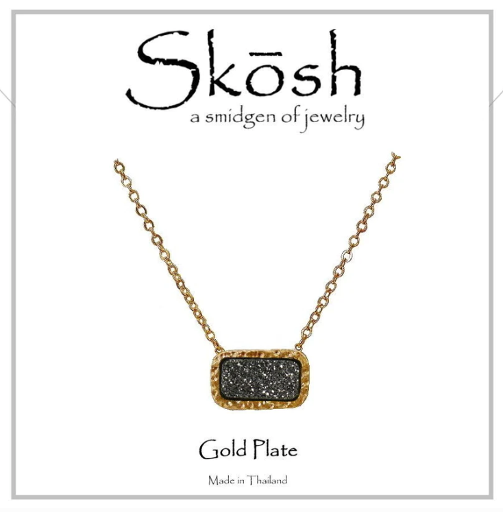 Skosh Satin Gold Silver Druzy Necklace - The Teal Antler Boutique