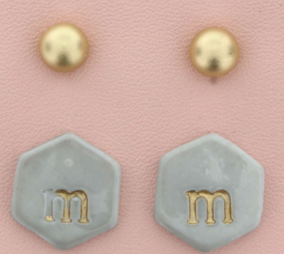 Gold Studs & Initial Stamped Disk Earrings - The Teal Antler™