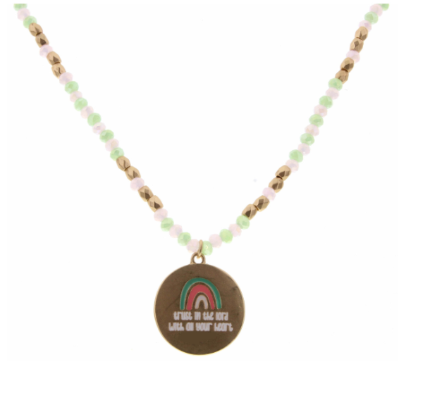 Kids 14" Beaded Necklace w/ Disk - The Teal Antler™