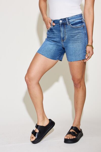 Judy Blue Full Size High Waist Slim Denim Shorts - The Teal Antler Boutique