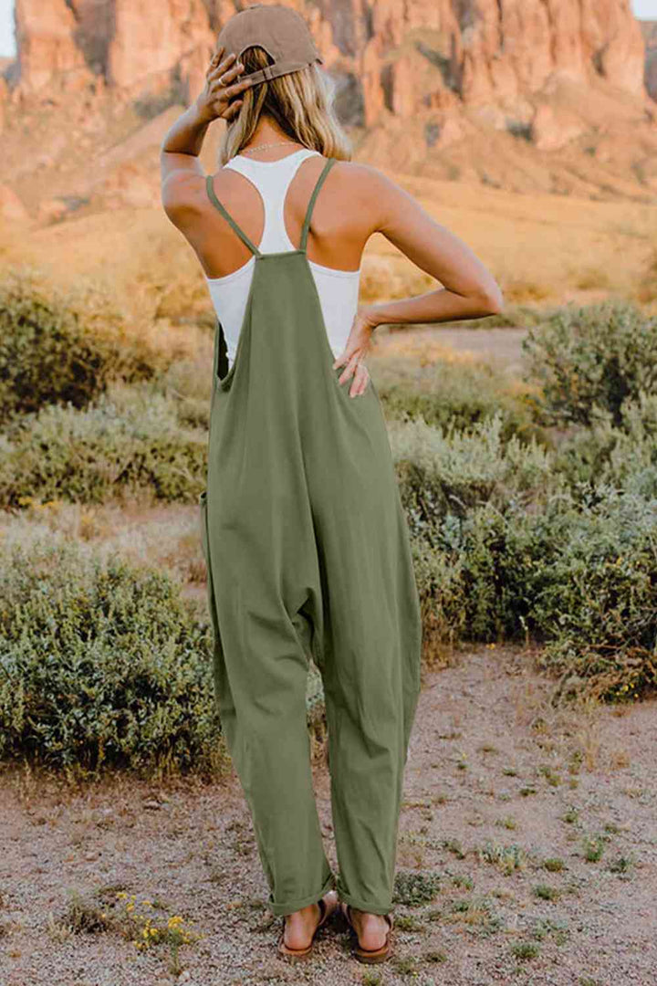 Double Take  V-Neck Sleeveless Jumpsuit with Pocket - The Teal Antler Boutique