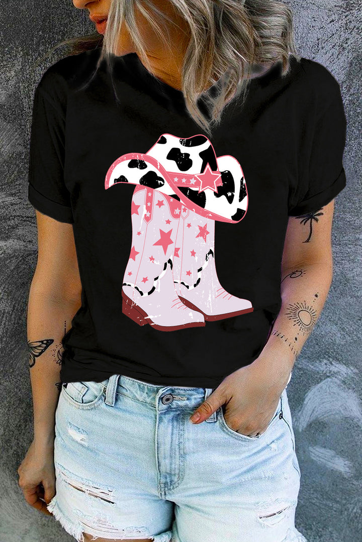 Cowboy Hat and Boots Graphic Tee - The Teal Antler Boutique