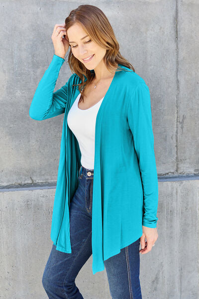 Basic Bae Full Size Open Front Long Sleeve Cardigan - The Teal Antler Boutique