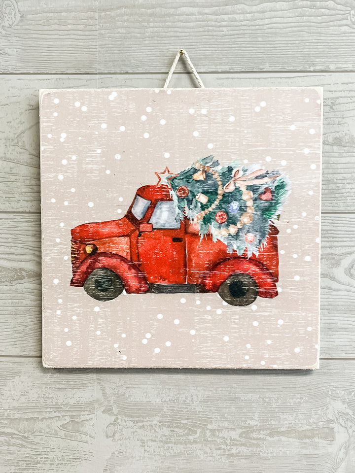 Red Xmas Truck Sign - The Teal Antler Boutique