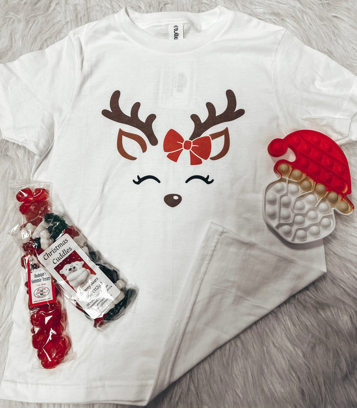 Reindeer Face Kids Graphic Tee - The Teal Antler Boutique