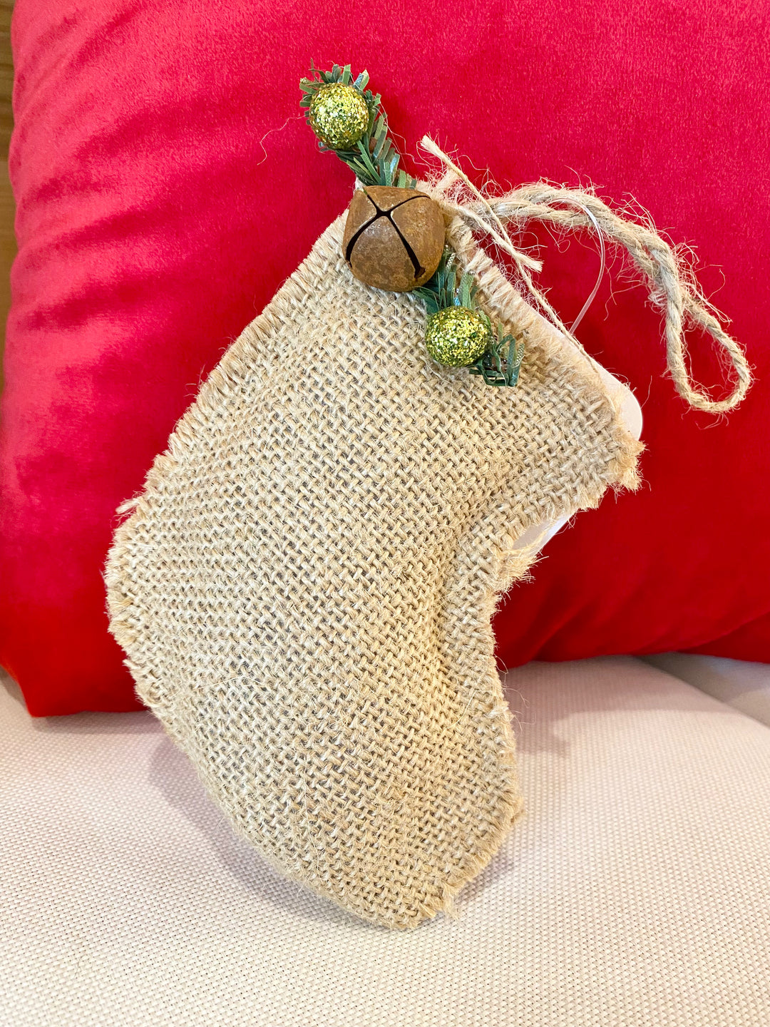 Burlap & Bells Ornament - The Teal Antler Boutique