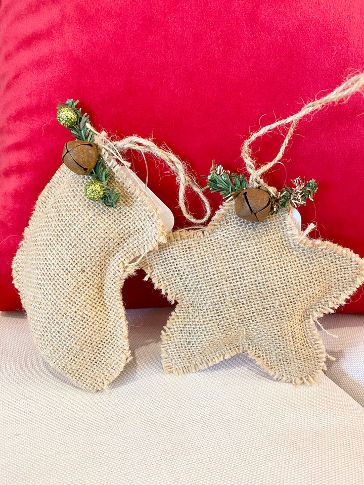 Burlap & Bells Ornament - The Teal Antler Boutique