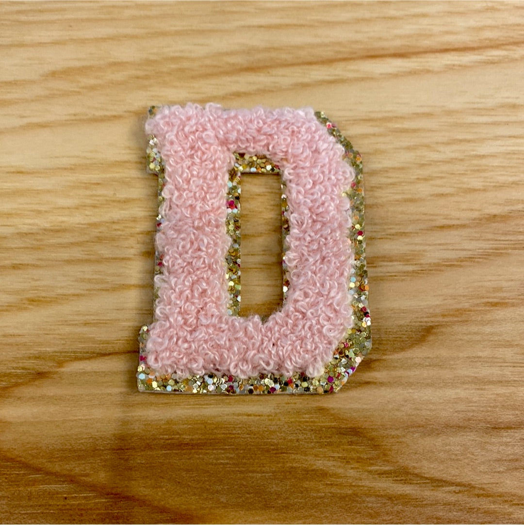 Light Pink Glitter Varsity Patch Letters - The Teal Antler Boutique