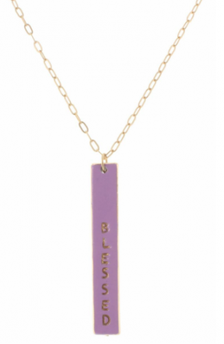 Blessed Lavender Double Sided Bar w/ Cross Necklace - The Teal Antler™